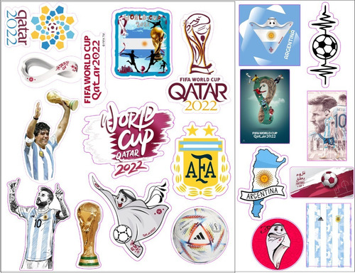 Mundial Qatar 2022 Stickers Calcos Adhesivo Impermeable 