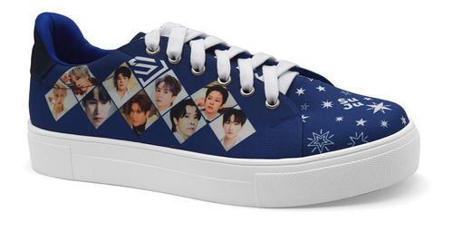 Tenis Azul Super Junior Suju Elf Integrantes K-pop Agujeta