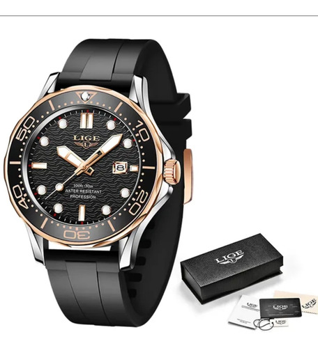 Reloj De Cuarzo Para Hombre Lige Modelo Lg8936 Gold Black 