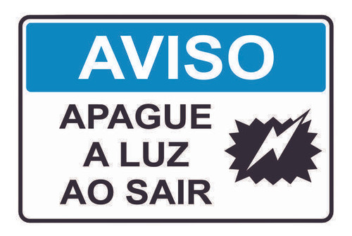 Placa De Sinalização Pvc Apague A Luz Ao Sair