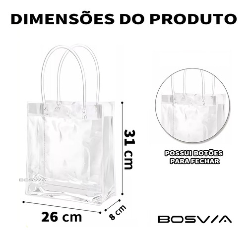 20 Sacolas De Presente Com Alça Transparente Fiestas 26x31x8