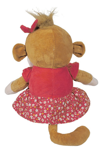 Macaco Sorrindo Pelúcia Com Roupinha 38cms - Roupa Vermelha