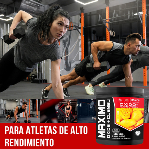 Óxido + Clembu Pre Entreno Maximo Protein 300g 60 Servs Mango
