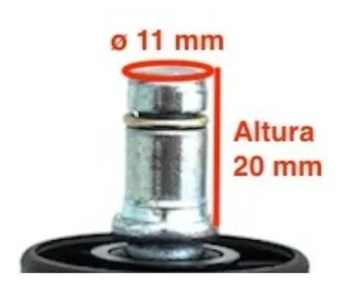 Imagem 3 de 3 de Kit 5 Rodinhas Para Cadeira De Escritório Silicone Pino 11mm