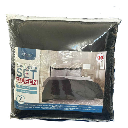 Cubre Colchón Elegance 7 Piezas - Interiors By Design 218 Cm Negro Liso Queen