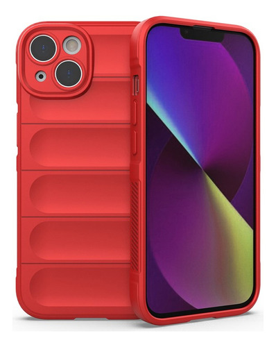 Protector iPhone 13/14 Engomado Con Textura Color Rojo