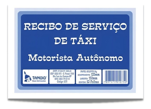 Recibo de taxi de 50 hojas, bloque de taxistas autónomos