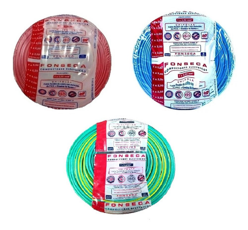 Imagen 1 de 5 de Cable Unipolar 2,5 Mm Combo X3 Unidades X 100m Por E631