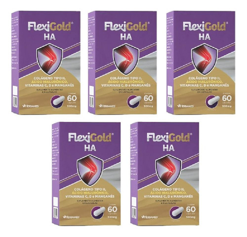 Kit Herbamed Flexigold Ha Com 5 Caixas De 60 Cápsulas Cada