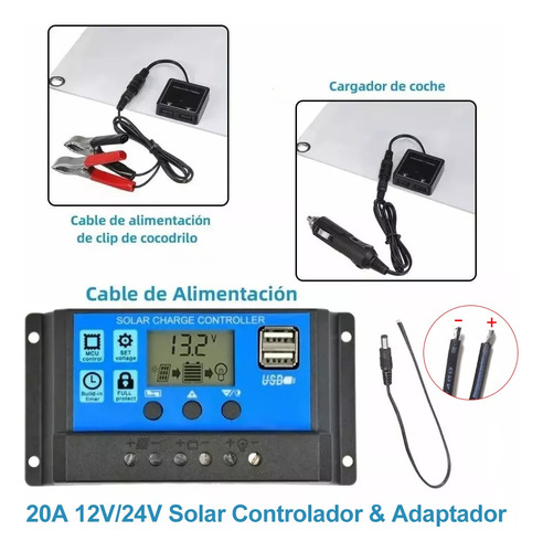 2 Paneles Solar 40w Con Controlador De Carga Kit Solar