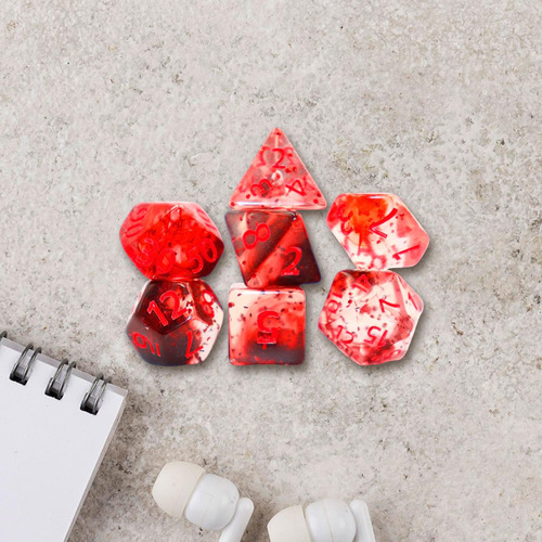 7 Piezas De Dados Poliédricos D6 D4 D8 D10 D12 D20 Rojo
