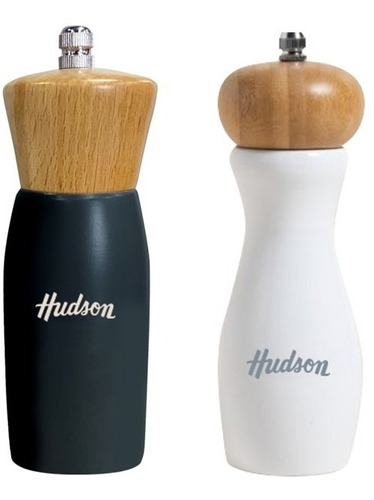 Set Molinillos De Madera Negro Y Blanco 15 Cm Hudson