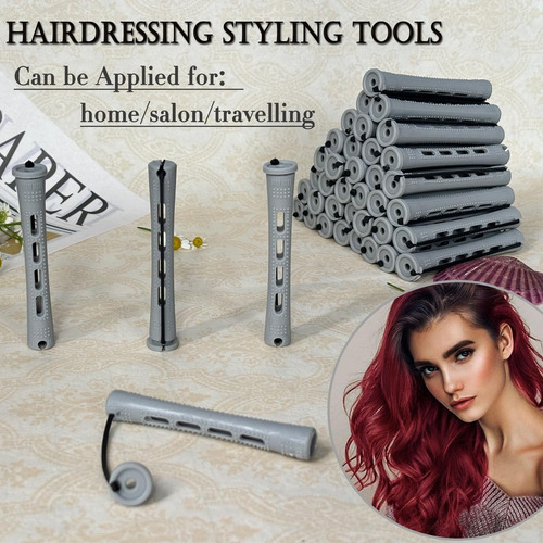 Yorostar Set De Rulos Para Cabello Corto Natural 40pcs Gris