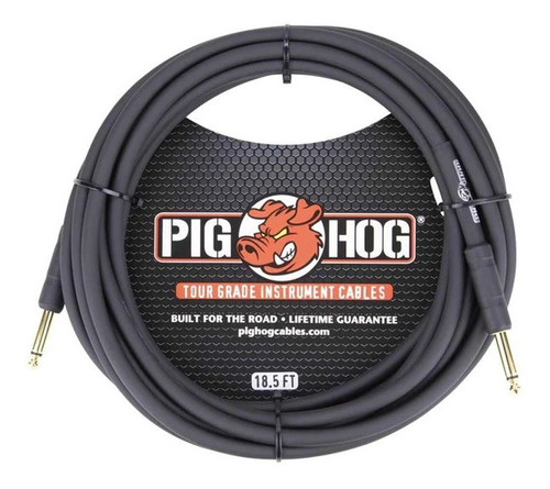 Cable instrumento de 1 1/4 a 1 1/4 Pig Hog PH186 negro de 5.6m