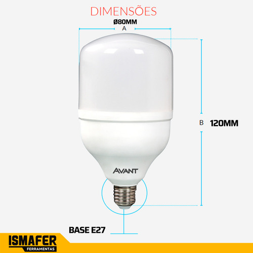 Lâmpada Led 40w Bulbo E27 6500k Galpão Comécio Loja Cor Da Luz Branco-frio