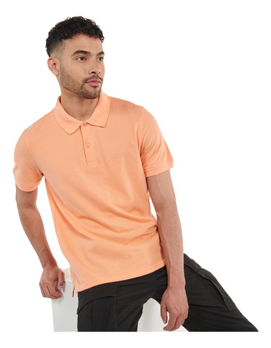 Camiseta Polo Hombre Basic Cad Naranja