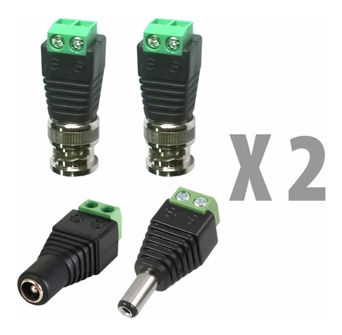 Pack X2 Plug Macho Y Hembra + Conect Balun Bornera 