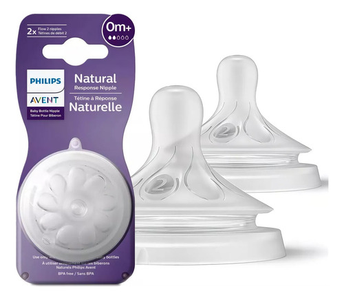 2 Tetinas +0m Para Mamadera Natural Response Avent Philips