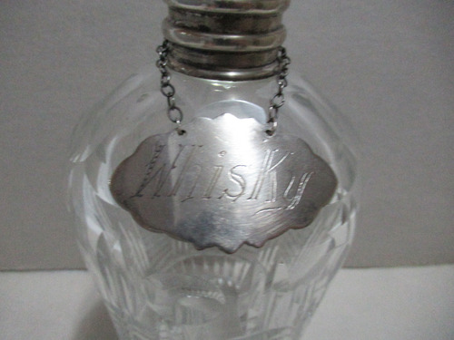 Licorero Whisky Plata 800 Botellón Cristal Con Tapón (15538) Transparente (Usado)