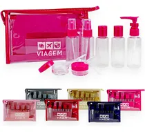 Comprar Kit De Frascos Para Viagem 7 Peças Porta Shampoo Necessaire