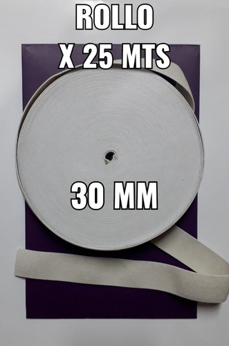 Elástico Algodón De 30mm Blanco Por 25 Mts