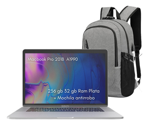 Macbook Pro 2018 15 Touch Bar A1990 256 Gb 32 Gb Ram Plata (Reacondicionado)