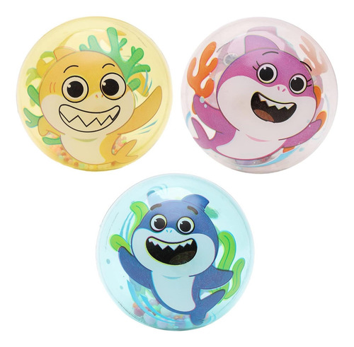 Toyland® Pack Of 3 Baby Shark 8cm Light Up & Shake Balls - B