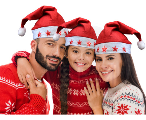 50 Gorros Santa Claus Luz Led Navideño Rojo Navidad Posada