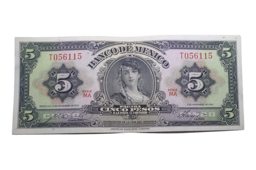 Billete Nuevo Gitana 5 Pesos Año 1961 Y 1969
