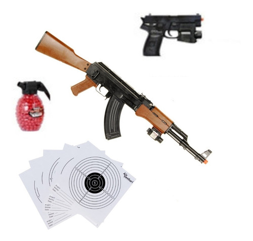 Rifle Ak-47 P1147 6mm Resorte Airsoft Laser Xtr P