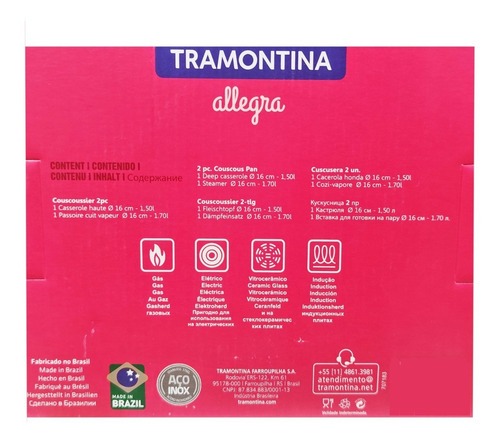 Imagen 4 de 4 de Olla Vaporera 2pz Mod.allegra Marca Tramontina®