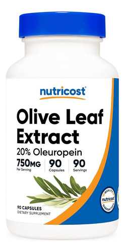 Nutricost Olive Leaf 750 Mg Hoja De Olivo 90 Cápsulas Sabor Sin Sabor