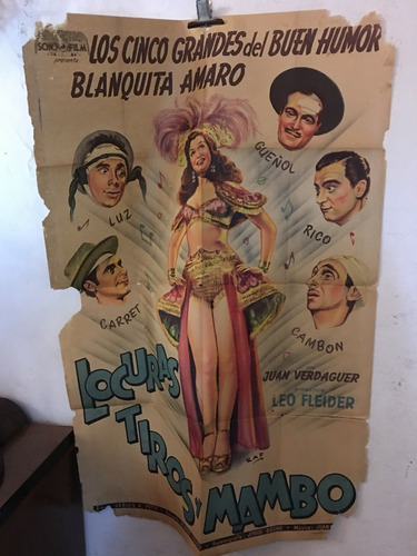 Afiche De Cine Original - Locuras Tiros Y Mambo