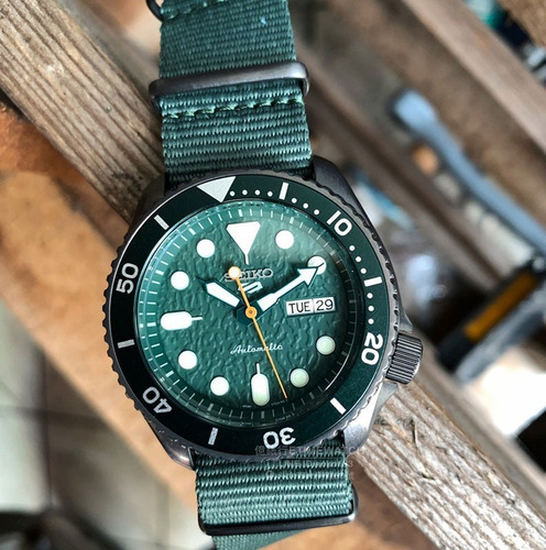 Seiko 5 Automático Novo Mod. Srpd77k1 Avocado Nato Gunmetal
