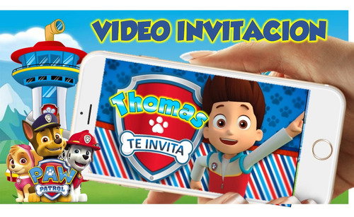 Video Invitación  Paw Patrol Personalizada Cumpleaños C Foto