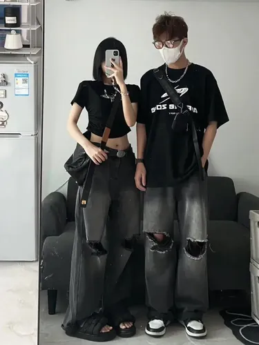 Jeans Rectos Rotos De Moda 2023 Para Hombre