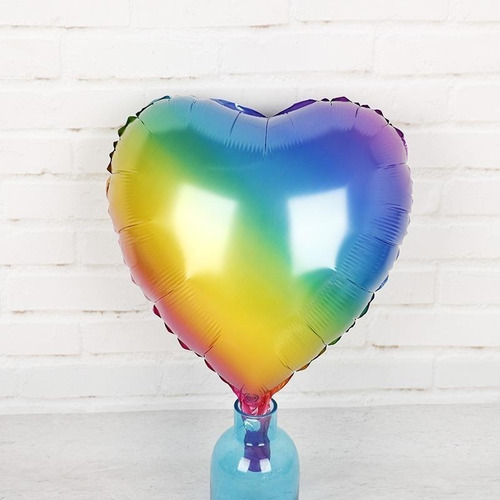 Globo Corazon Arcoiris Multicolor Metalizado 45cm