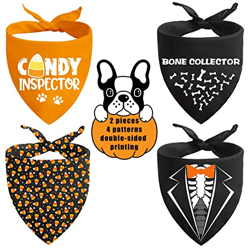 Bandanas De Halloween Para Perros Gatos, Paquete De 2 Babero