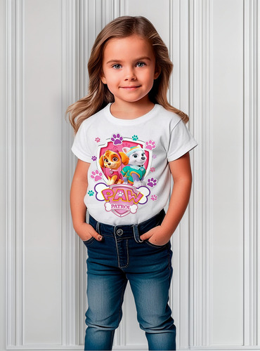 Polera Estampada 100% Algodón Niña Paw Patrol