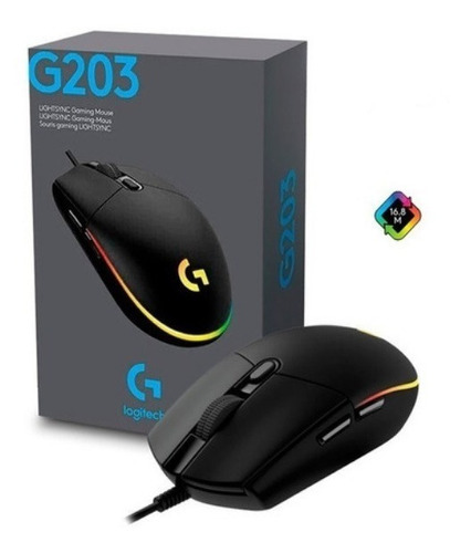 Mouse Gamer Logitech G203 Rgb Lightsync 8000 Dpi Negro