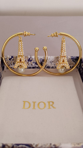 Aretes Torre Eiffel, Con Perlita Y Perla Colgante (Usado)
