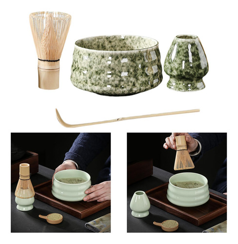 Juego De 4x De Matcha, Batidor De Matcha De Bambú, Cuchara