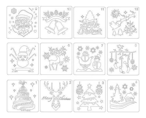 6 X 12 Plantillas De Navidad Reutilizables Para Decoración