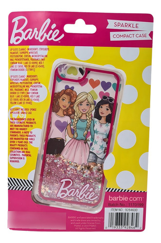 Barbie Lip Gloss Sparkle Compact Case Acabado Brillante Color