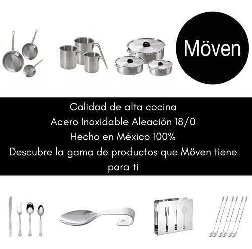 Cuchara Sopera Acero Inoxidable 12 Pzs Moven Barcelona Mango Plateado