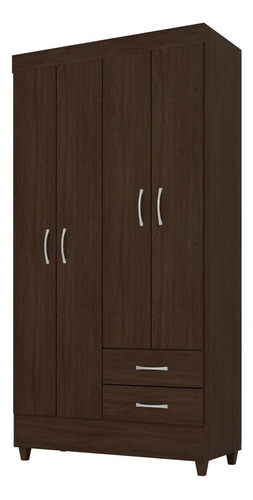 Guarda Roupa 4 Portas 2 Gavetas Astro D02 Ebano Touch - Mpoz