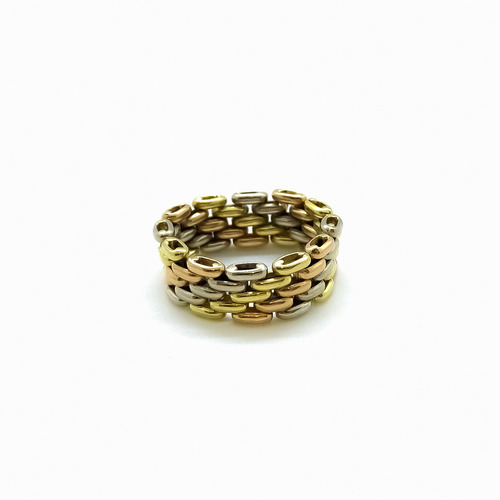 Anillo Panther Oro 18k Cadena Tricolor T14