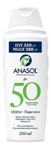 Protetor Solar Anasol Fps 50 Oil Free- Kit 2 350ml- Grande