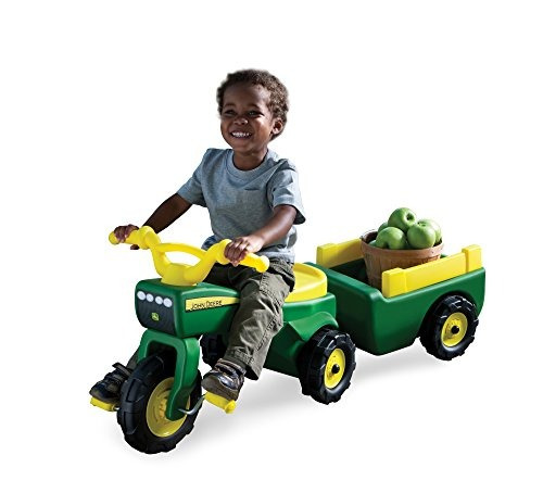 Tomy John Deere Pedal Tractor Vagón Triciclo Carro Montable 