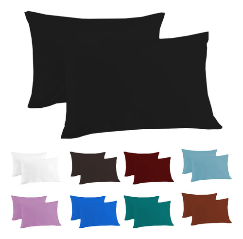 Set 2 Fundas Almohada 1800 Egipician Soft Estandar Colidream Negro Liso